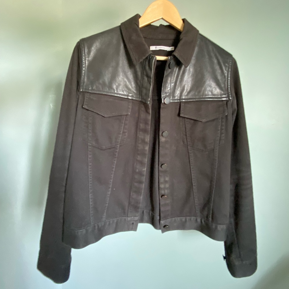 Black denim and leather Alexander Wang jacket